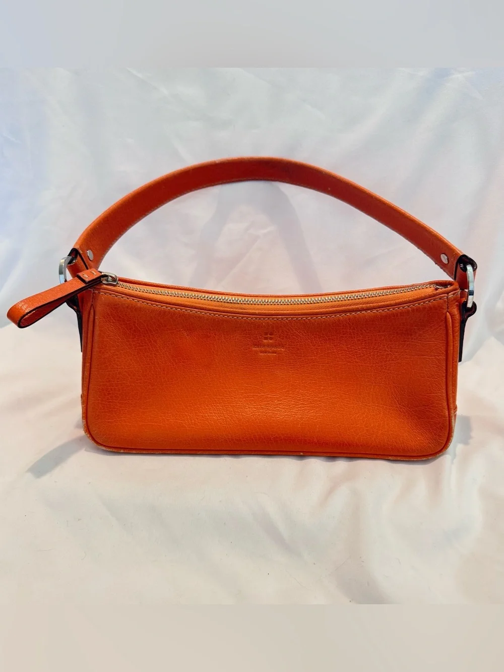 Vintage Kate Spade Baguette Bag Orange Pebble Leather Purse Handbag Shoulder Bag